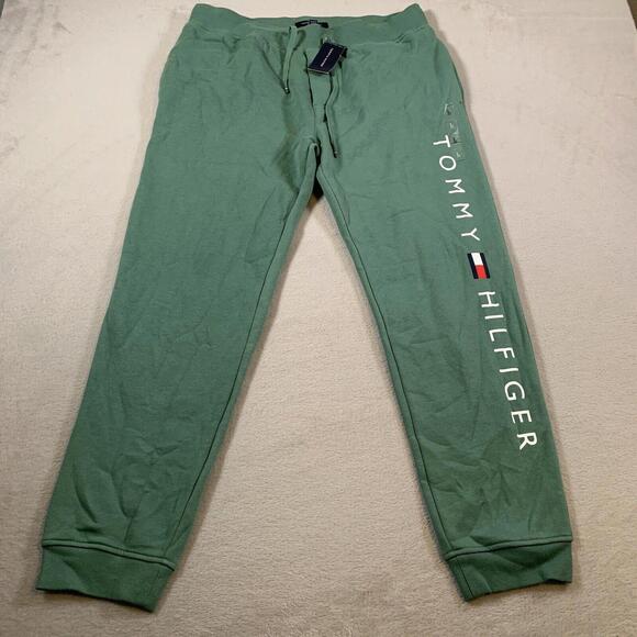 Tommy Hilfiger Other - Tommy Hilfiger Pants Mens Size Large‎ Green Sweat Pant Joggers Cotton Blend NEW